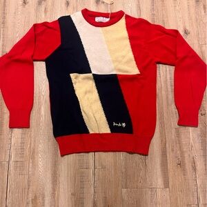 Pringle Red, Cream, and Tan Sweater